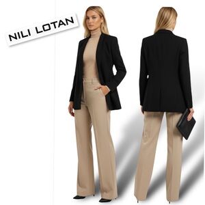 NILI LOTAN Black Crepe One Button Closure Shawl Lapel Blazer Size 8